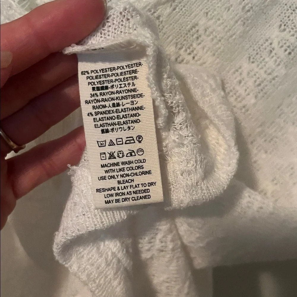 Free People White Sheer V-Neck Long Sleeve Top